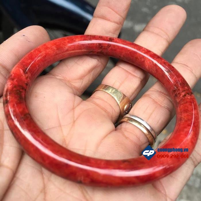 Vòng tay đá cẩm thạch đỏ huyết AV52 - Cường Phong