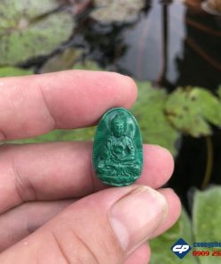 Mặt Phật A Di Đà đá Lông Công malachite size nhỏ CP490