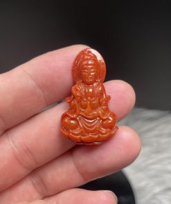 Mặt Phật Quan Âm ngồi ngọc Cẩm Thạch Huyết B 35mm CP954