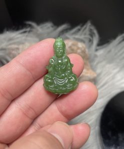 Mặt Phật Quan Âm ngồi Ngọc Bích Nephrite Canada 35mm CP956