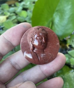 Diện Phật A Di Đà tròn đá đỏ Serpentine 4cm CP1483