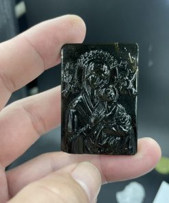 Mặt Đức Mẹ Cứu Giúp đá Obsidian 5cm CP1533